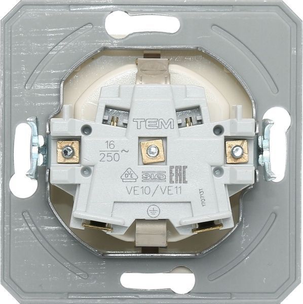 Розетка TEM Ekonomik 16 A 250 В з кришкою слонова кістка VE11IIXO-U