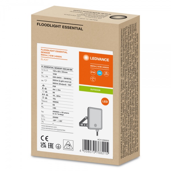 Прожектор светодиодный Ledvance FL Essential 10W 4000K 10 Вт IP65 черный FL essent 10W S 