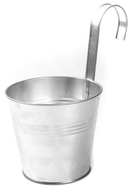 Кашпо декоративное с S-образным подвесом круглый 2л серый 