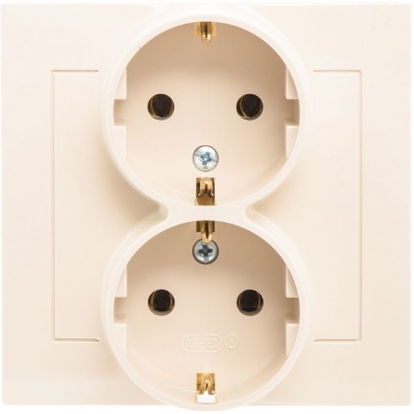 Розетка двойная с заземлением Ospel Kier 16 А 250 В без шторок кремовый GP-2WS/01