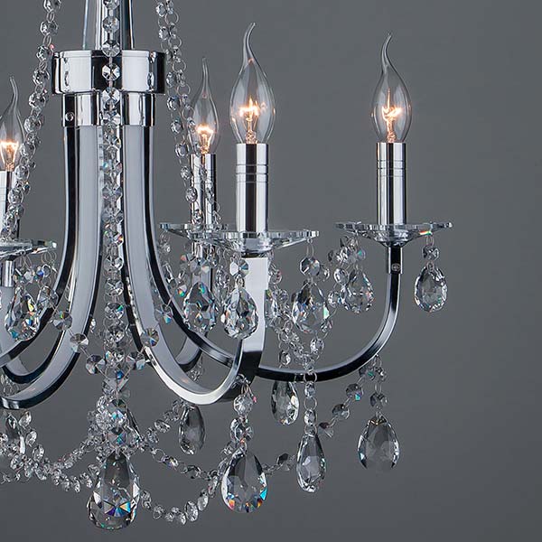 Люстра підвісна Strotskis Tefia пульт ДК LED 27 Вт 6x60 Вт E14 хром 423/6 