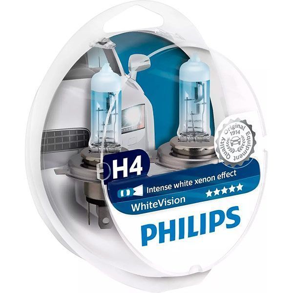 Лампа галогенная Philips WhiteVision (12342WHVSM) H4 P43t-38 12 В 60/55 Вт 2 шт 4300