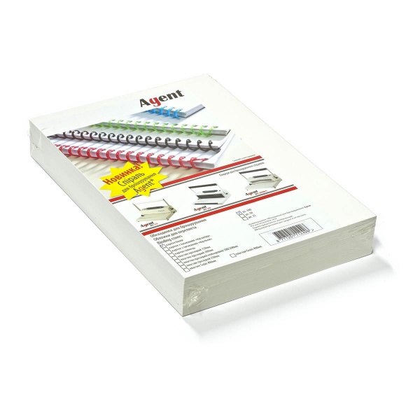 Обкладинка для брошурування Agent А4 картон 250 г/м² білі 100 шт. 