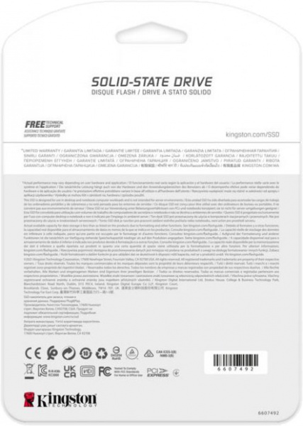 SSD-накопитель Kingston Fury Renegade 2280 500GB M.2 PCI Express 4.0 x4 3D TLC NAND (SFYRS/500G) 