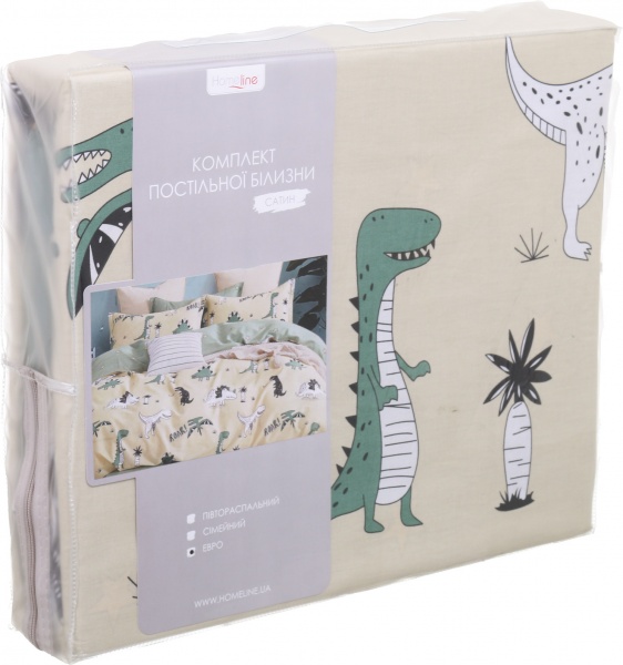 Комплект постільної білизни Динозаврики 2 зелений із малюнком Homeline 