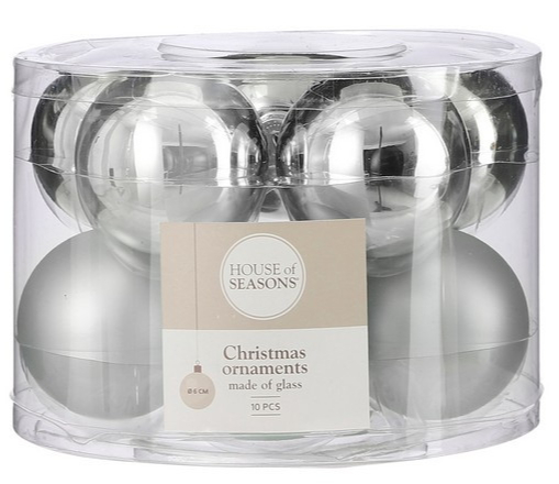 Набір ялинкових куль House of seasons 10 шт. d 6 мм срібний 1100543