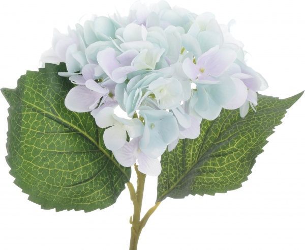 Рослина штучна Гортензія 2 листка блакитний