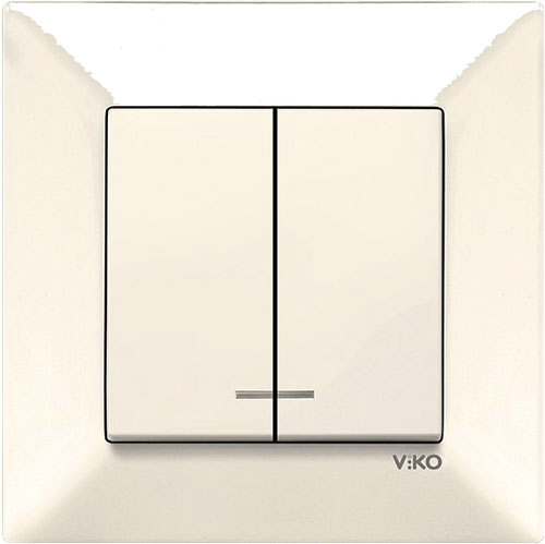 Выключатель кнопочный двухклавишный Viko Meridian с подсветкой 10 А крем 90970250-WH