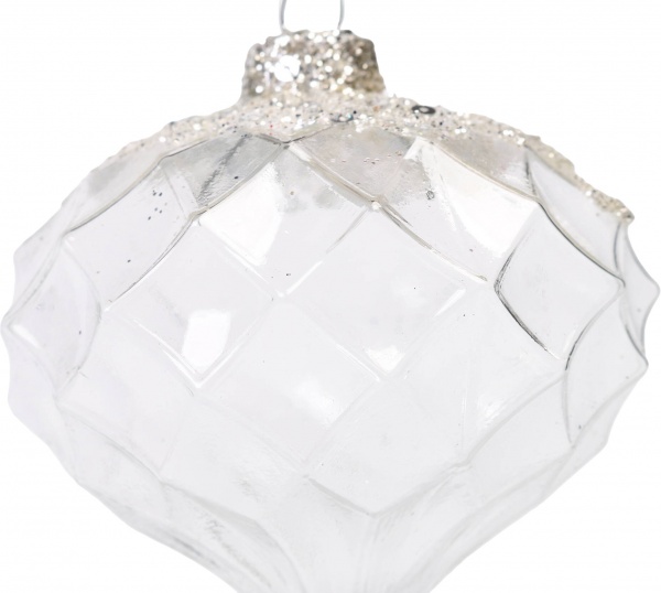 Шар новогодний рельефная в ассортименте 80 мм бело-серебряный