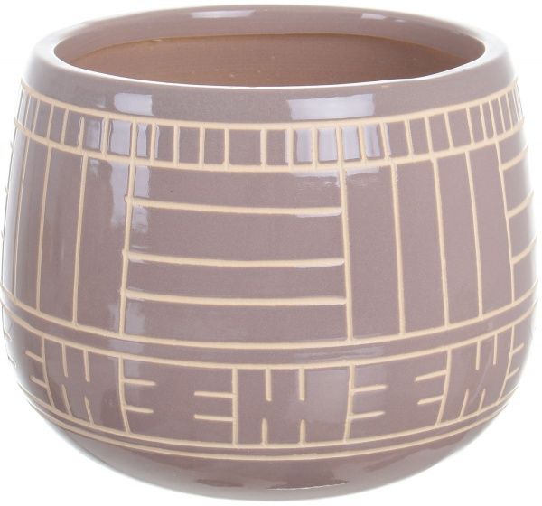 Горшок Viet Thanh Ceramic с блюдцем геометрия 25х21 см VT.110410 круглый серый 
