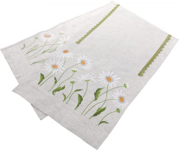 Дорожка Ромашковое поле 40x135 см бежевый Галерея льна 