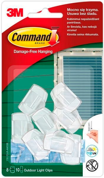 Клипсы для проводов Command уличные прозрачные 8 шт. 17017CLR-AW