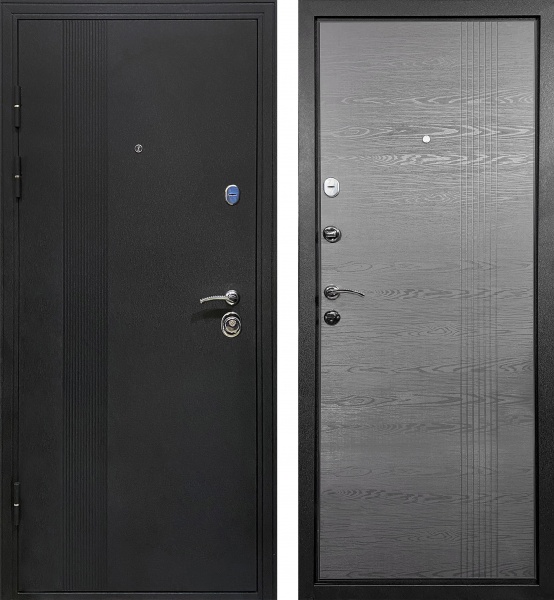 Двері вхідні Двері БЦ Синевир (Дуб Гріфель) чорний муар 2050x960 мм праві