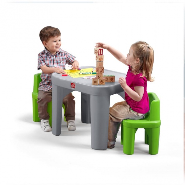 Комплект меблів дитячий Step 2 MIGHTY MY SIZE TABLE&CHAIRS зелений/сірий 