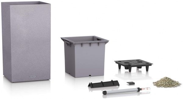 Вазон пластиковый Lechuza Canto Tower 40 квадратный 29л серый камень (13620) 