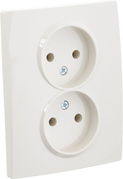 Розетка подвійна без заземлення UP! (Underprice) One Plus без кришки крем 706-0303-128B