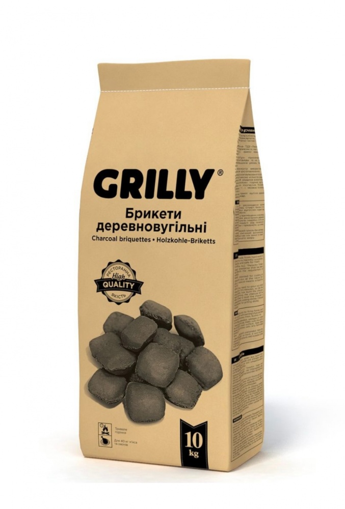 Брикети вугільні Grilly Брикет деревовугільний 10 кг ТМ GRILLY