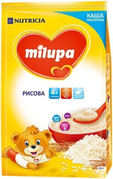 Каша молочна Milupa від 4 місяців рисова 5900852931178 210 г 