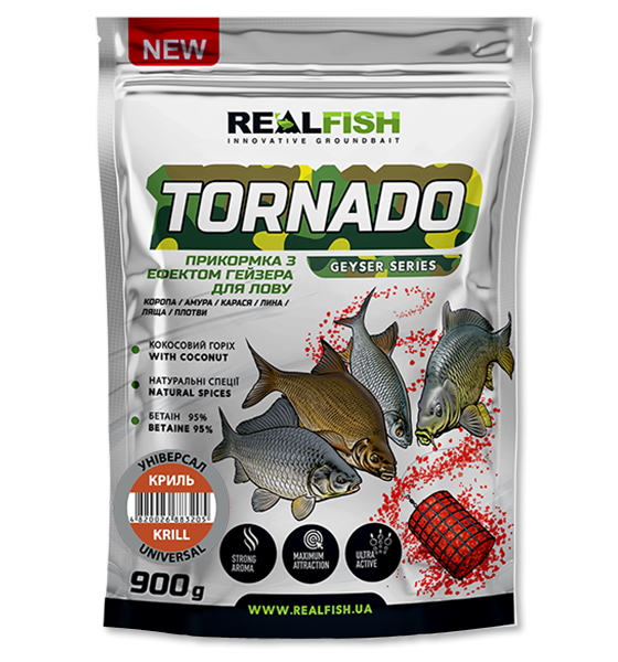 Прикормка RealFish 900 г кріль Tornado Універсал