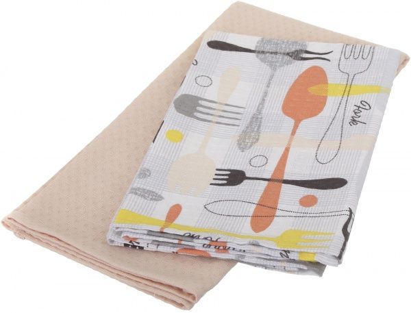 Набір рушників вафельних Kitchen 2 шт. 40x65 см UP! (Underprice) сірий/помаранчевий 