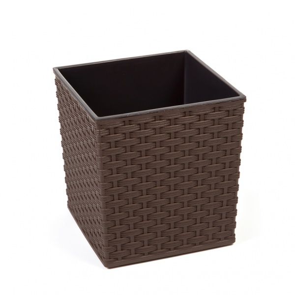 Горшок пластиковый Ламела Юка 190 ротанг квадратный 0,7 л мокко 