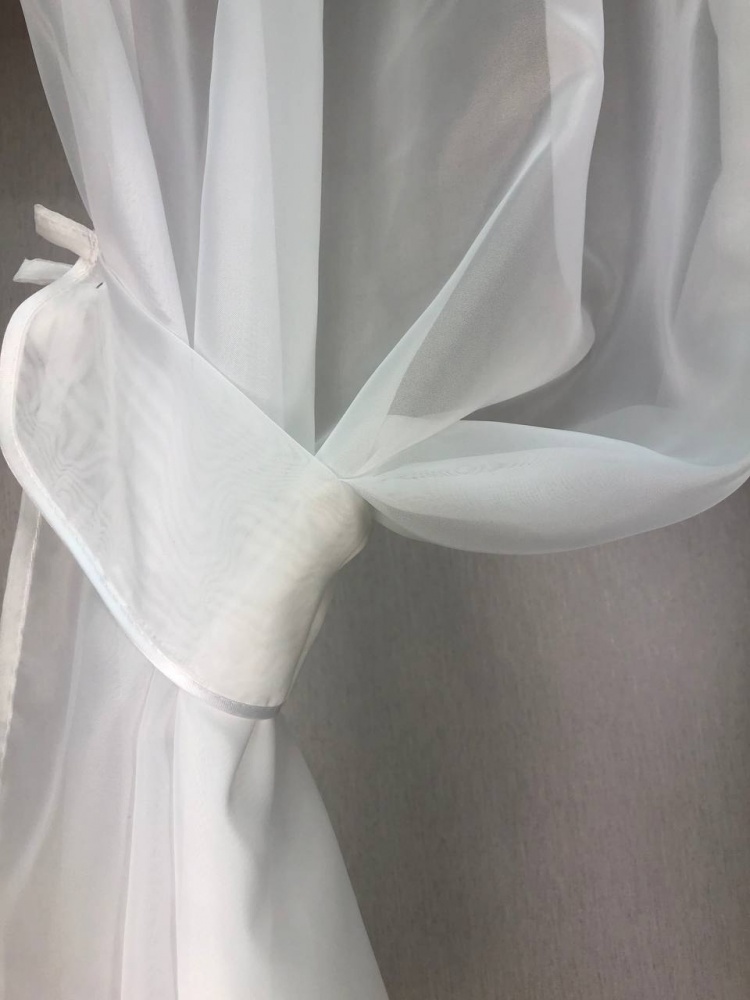 Тюль-вуаль з підхватами для кухні 300х170 см білий