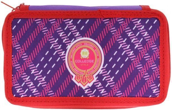 Пенал 2-ярусний College 99506 CLASS фіолетовий із червоним