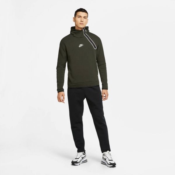 Джемпер Nike M NSW TCH FLC HOODIE PO REFLV CU4493-355 р. S темно-зелений