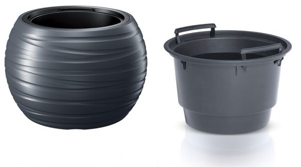 Горшок для цветов Prosperplast MAZE 396х260 мм круглый антрацит 
