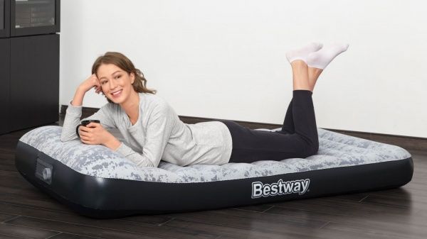 Матрац надувний Bestway Tritech Airbed Twin з вбудованим подвійним електронасосом 188х30 см сірий/синій