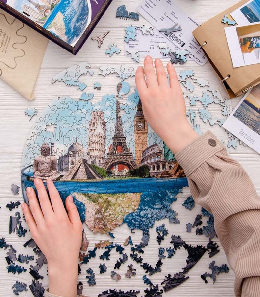 Пазл дерев'яний Пам'ятки світу 40 см PuzzleUp 