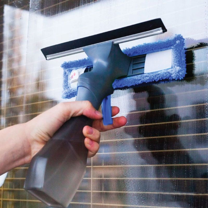 Швабра для окон и зеркал York 25 см с опрыскивателем серый 8404