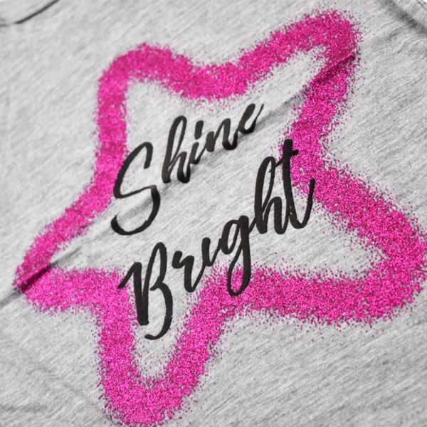 Футболка для дівчинки AKKU 9081 з зіркою р.128 сірий 