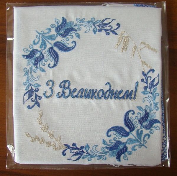 Рушник пасхальний 434-19/00 32x84 см Едельвіка блакитний 