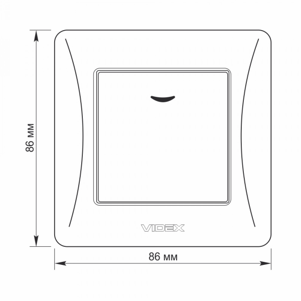 Вимикач одноклавішний Videx Binera з підсвіткою срібний шовк VF-BNSW1L-SS