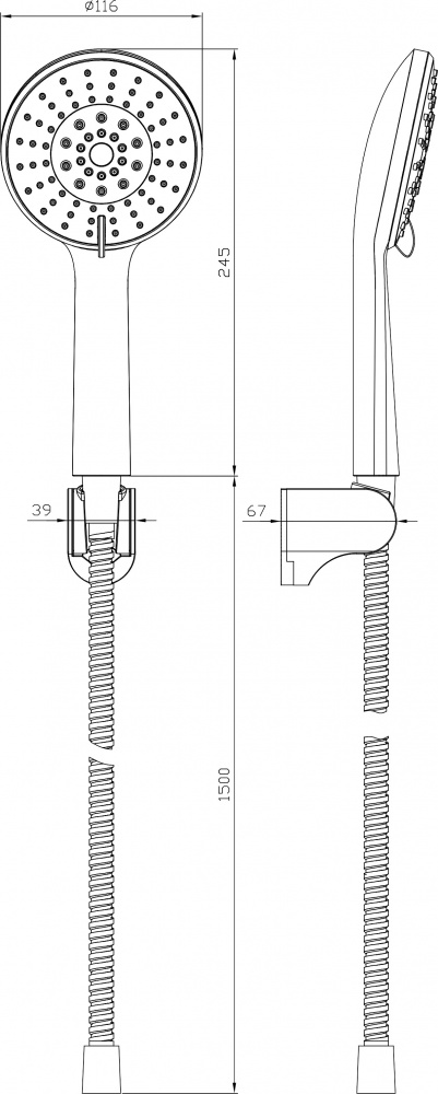 Душевой набор ScandiSPA 3 режима, шланг PVC 1,5 м хром