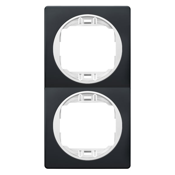 Рамка двомісна Aling-Conel Eon вертикальна чорний/білий E6711.EO