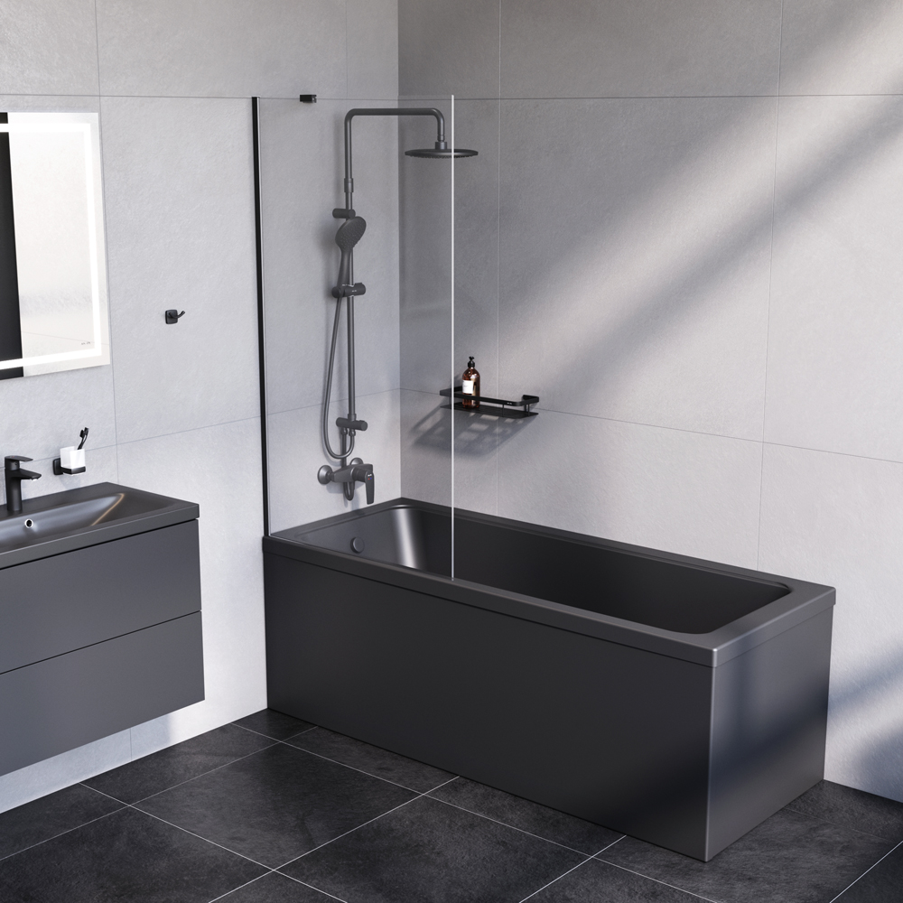 Шторка для ванны AM.PM Gem W90UBS-080-140BT 80х140, фиксированная