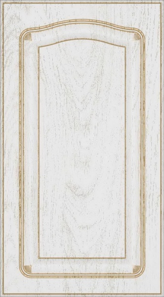 Фасад для кухні Грейд Біла текстура супермат №205 патина золото 713x396 Ріміні лівий