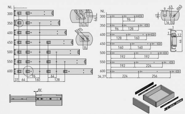 Напрямна кулькова GTV Versalite Light 300 мм