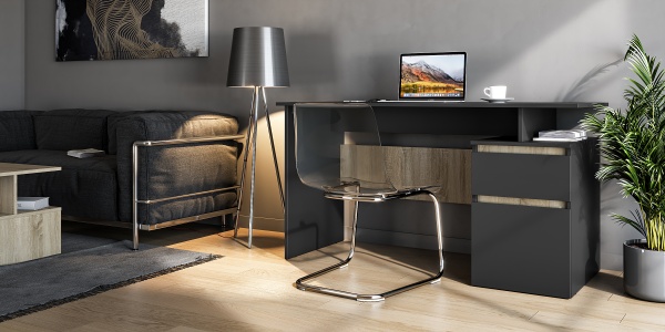 Стол письменный Грейд Омега графит/дуб сонома 