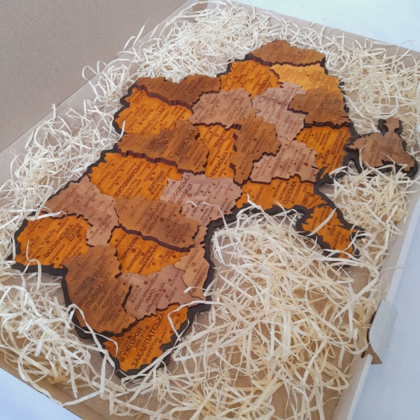Панно декоративне Карта України 3D 38,5x55 см коричневий 