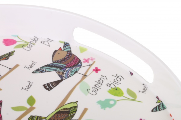 Поднос круглый с ручками Colorful birds 34,5x4,1 см Albayrak