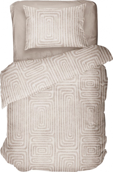 Комплект постільної білизни Streamlined 1,5 бежевий із малюнком Luna 