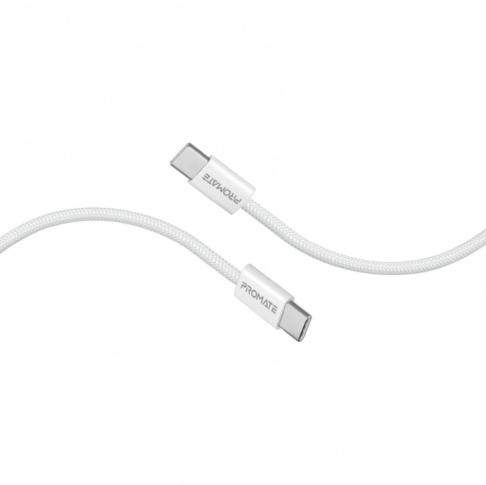 Кабель Promate USB-C to USB-C 60W Power Delivery 1,2 м white (ecoline-cc120.white)