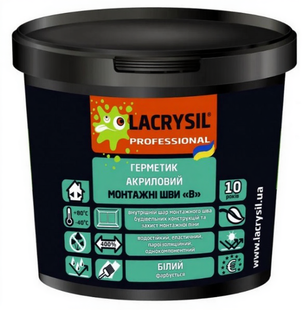 Герметик для швів Lacrysil всередині приміщень В білий 1.2 кг