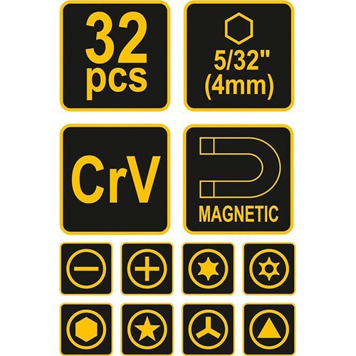 Набор отверточных насадок Vorel 32 шт. 64384
