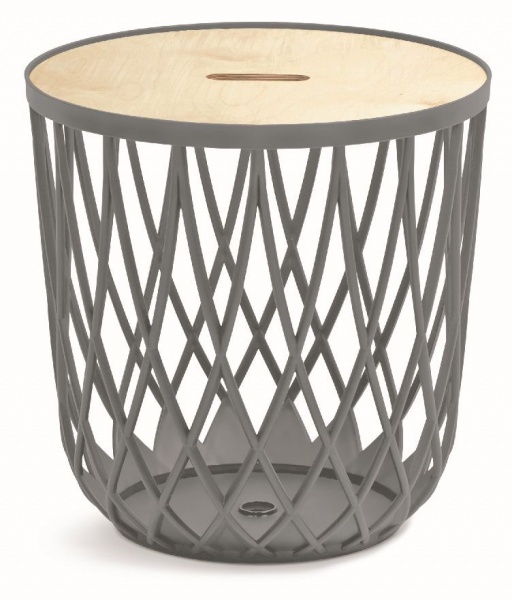 Кошик ажурниф з дерев`яною кришкою багатофункціональний 20 л, 337х292 мм, сіра