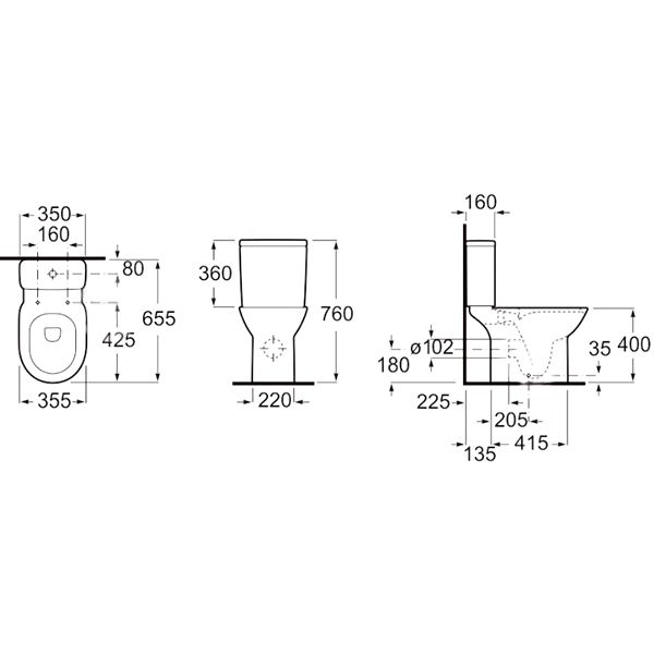 Унітаз-компакт ROCA DEBBA Rimless A34D99P000