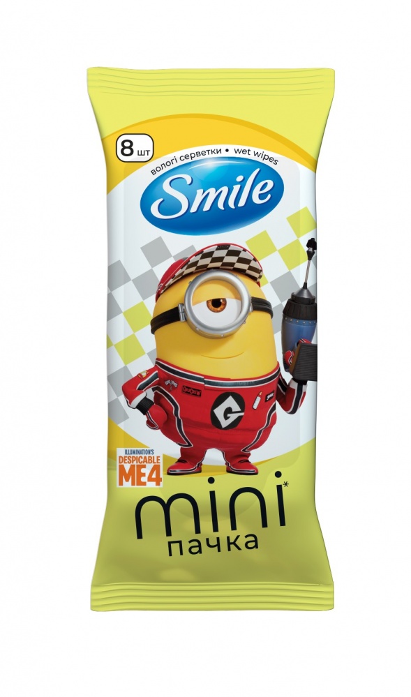 Вологі серветки Smile MINI Міньйони 8 шт.